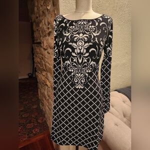 Elegant Black and White Patterned Dress